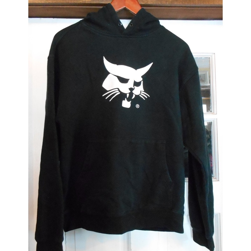 Bobcat Hoodie Sweatshirt Mens Medium Pullover Construction Equipment Black Skid